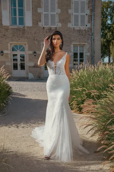 Robe sirène à paillettes Sincerity 44463 essayage boutique Vérona Sposa Marseille