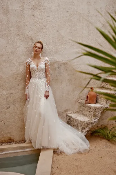 Robe mariée moderne jupe fluide mousseline Avignon région PACA Verona Sposa